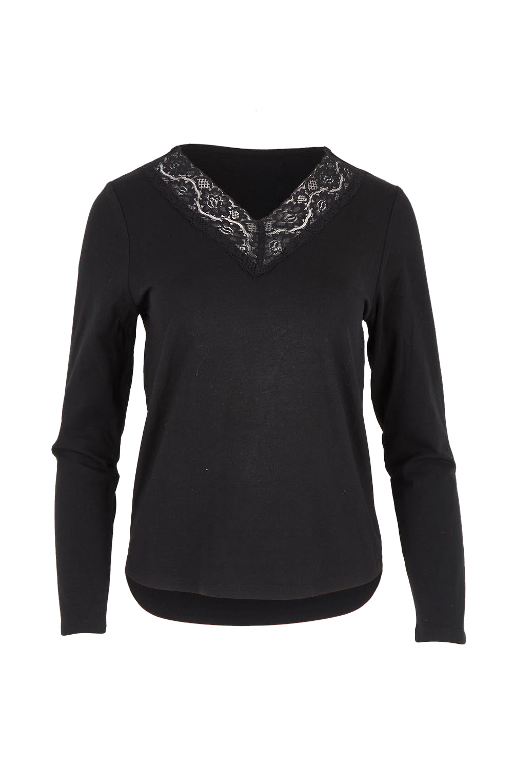 Feeling Lacey Cotton Long Sleeve Layering Tee – Black