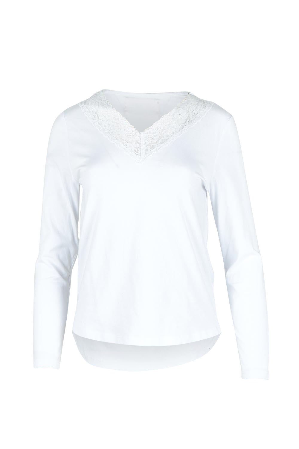 Feeling Lacey Cotton Long Sleeve Layering Tee – White