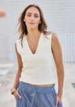 Sweet Intentions Deep V Neck Tank – Cream