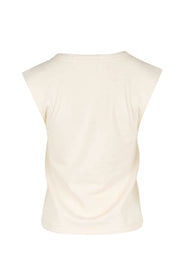 Product shot of the Sweet Intentions Deep V Neck Tank – Cream in colour Cream, from the back