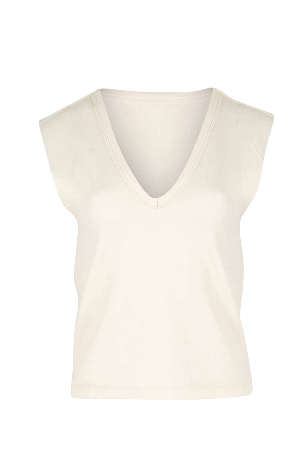 Product shot of the Sweet Intentions Deep V Neck Tank – Cream in colour Cream, from the front