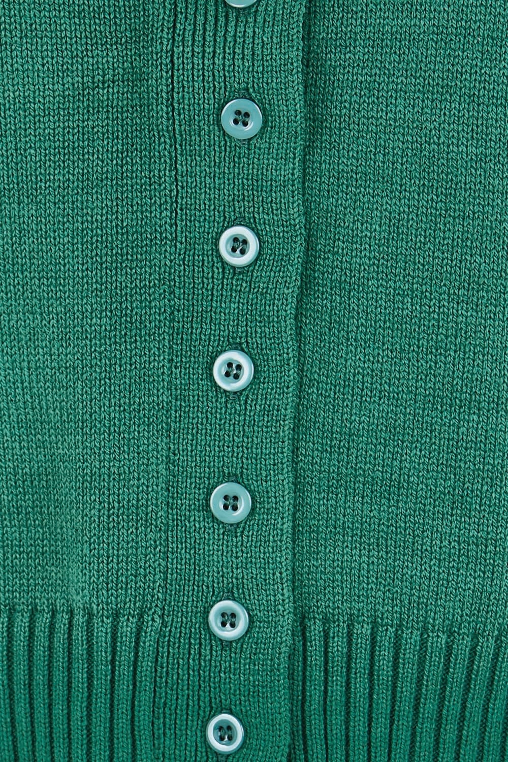 Product shot of the Clear Skies Balloon Sleeve Cardi – Dreamgreen in colour Dreamgreen, showing detail