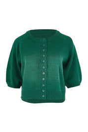 Product shot of the Clear Skies Balloon Sleeve Cardi – Dreamgreen in colour Dreamgreen, from the front