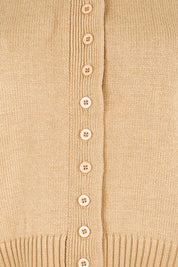 Product shot of the Clear Skies Balloon Sleeve Cardi – Sand in colour Sand, showing detail