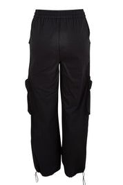Product shot of the Ready for Anything Cargo Pants – Black in colour Black, from the back
