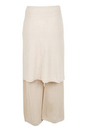 Product shot of the Summer Ready Cotton Overlay Knit Pants – Natural in colour Natural, from the back