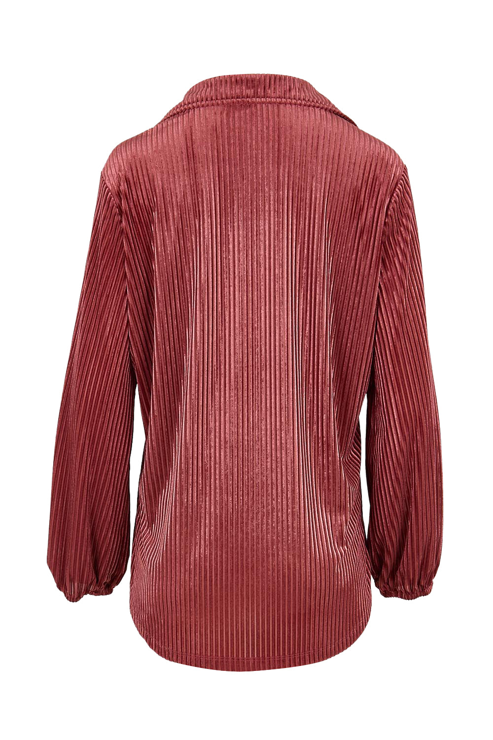 Product shot of the Shine Your Light Velvet Shirt – Rose in colour Rose, from the back
