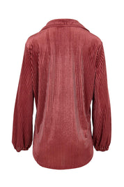 Product shot of the Shine Your Light Velvet Shirt – Rose in colour Rose, from the back