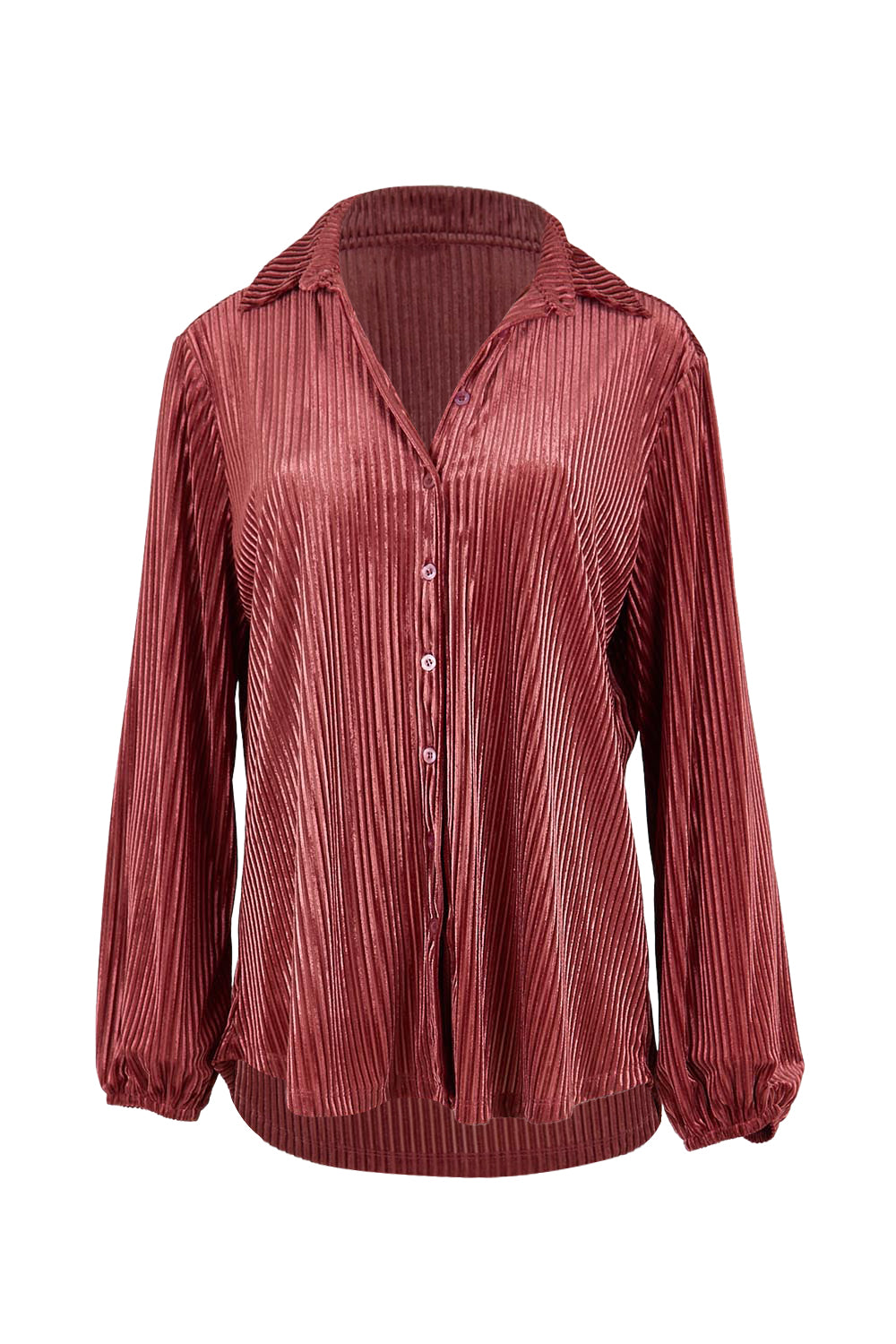 Product shot of the Shine Your Light Velvet Shirt – Rose in colour Rose, from the front