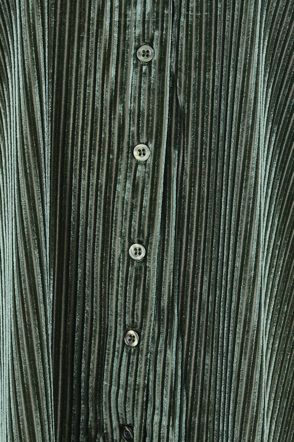 Product shot of the Shine Your Light Velvet Shirt – Thyme in colour Thyme, showing detail