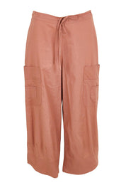 Product shot of the Perfect Tone Linen Cotton Pull On Cargo Pants – Antique in colour Antique, from the front