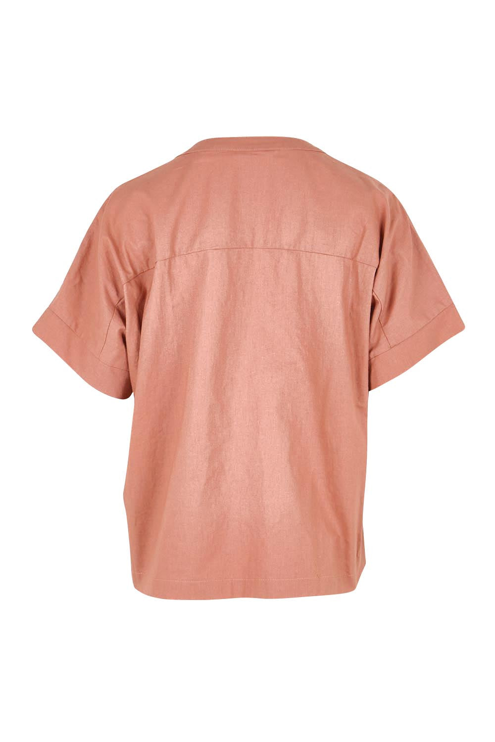 Product shot of the Perfect Tone Linen Cotton Top – Antique in colour Antique, from the back