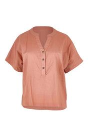 Product shot of the Perfect Tone Linen Cotton Top – Antique in colour Antique, from the front