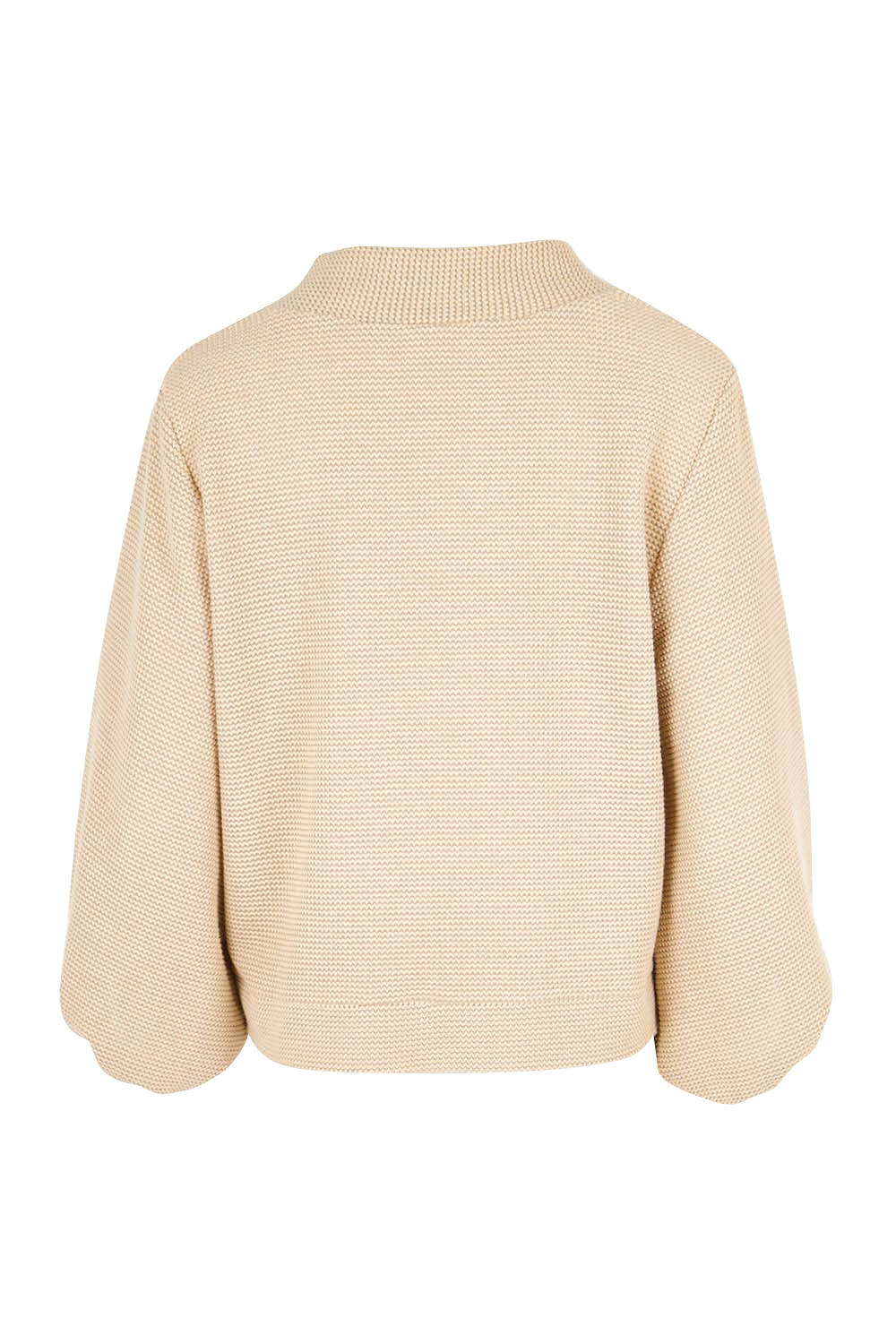 Product shot of the Easy Day Balloon Sleeve Cropped Cardi – Pumice in colour Pumice, from the back