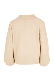 Product shot of the Easy Day Balloon Sleeve Cropped Cardi – Pumice in colour Pumice, from the back