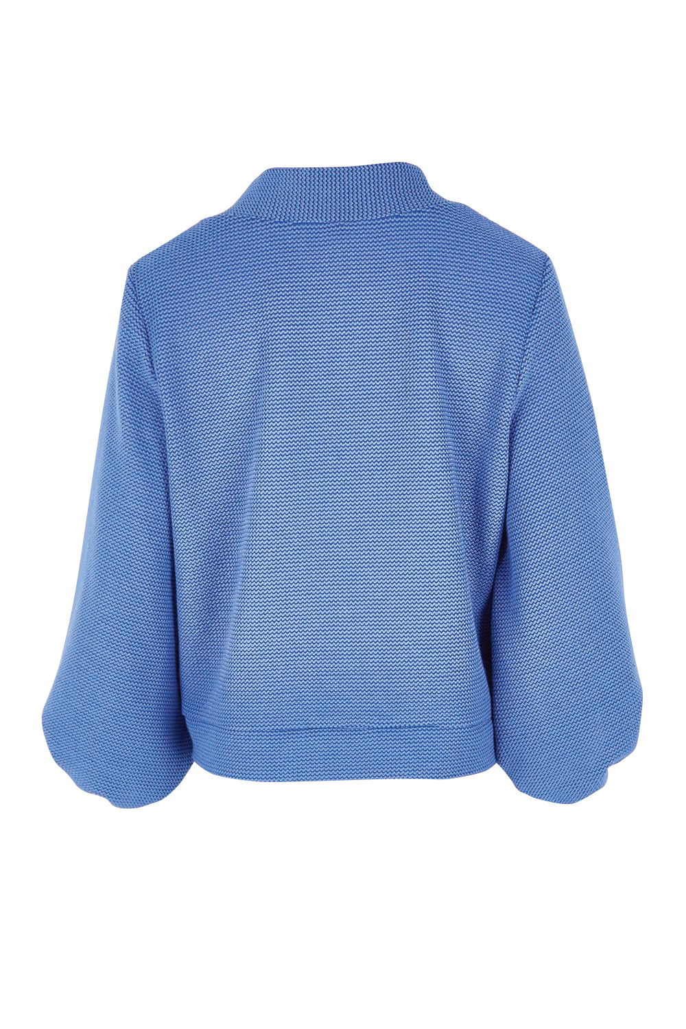 Product shot of the Easy Day Balloon Sleeve Cropped Cardi – Skyblue in colour Skyblue, from the back