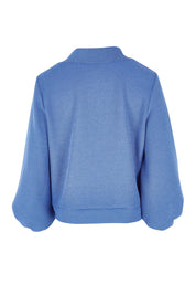 Product shot of the Easy Day Balloon Sleeve Cropped Cardi – Skyblue in colour Skyblue, from the back