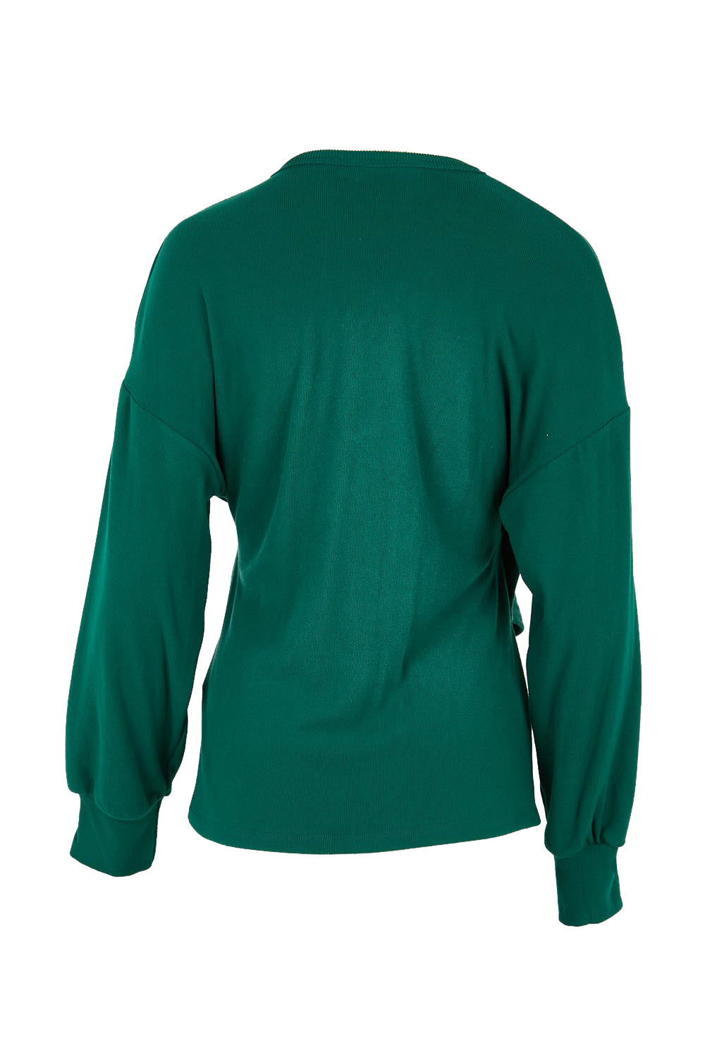 Product shot of the Cross My Heart Sweater – Green in colour Green, from the back