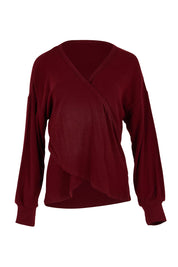 Product shot of the Cross My Heart Sweater – Plum in colour Plum, from the front
