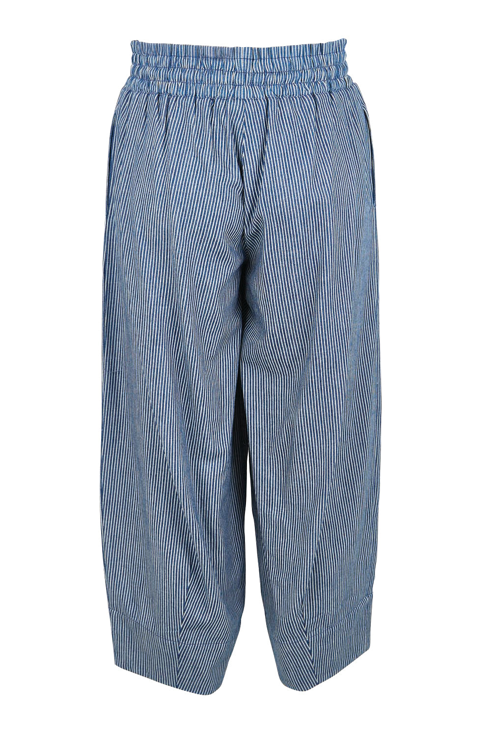 Product shot of the Errand Run Cotton Pull On Pants – Bluestripe in colour Bluestripe, from the back