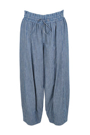Product shot of the Errand Run Cotton Pull On Pants – Bluestripe in colour Bluestripe, from the front