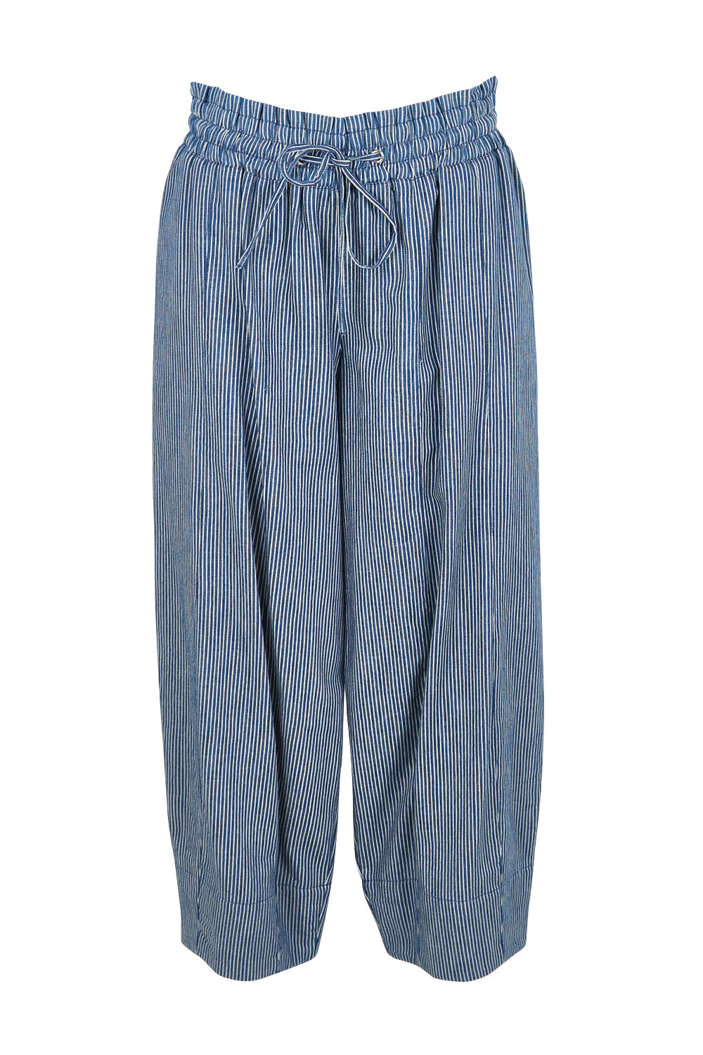 Product shot of the Errand Run Cotton Pull On Pants – Bluestripe in colour Bluestripe, from the front