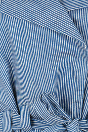 Product shot of the Errand Run Cropped Cotton Trench – Bluestripe in colour Bluestripe, showing detail