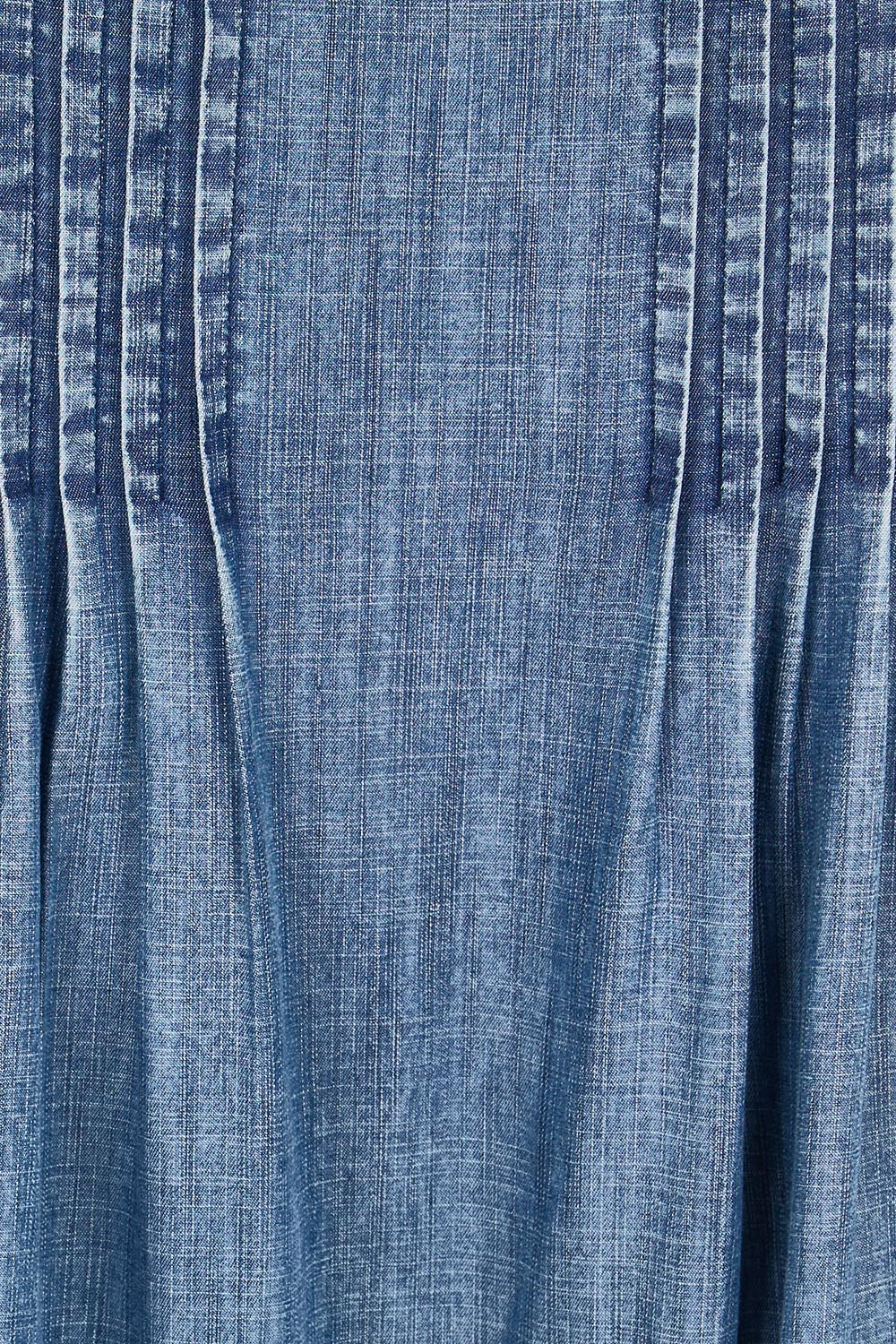 Product shot of the Perfect Day Pleat Detail Lyocell Maxi Skirt – Denim in colour Denim, showing detail