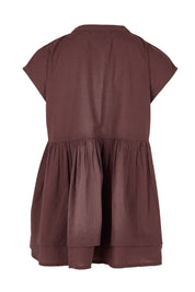 Product shot of the Easy Love Pintuck Cotton Blouse – Chocolate in colour Chocolate, from the back