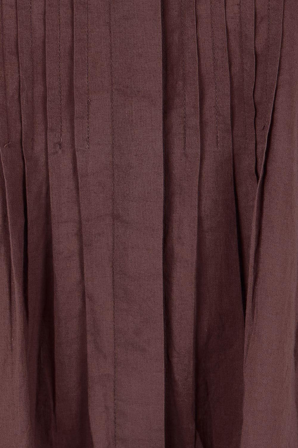 Product shot of the Easy Love Pintuck Cotton Blouse – Chocolate in colour Chocolate, showing detail