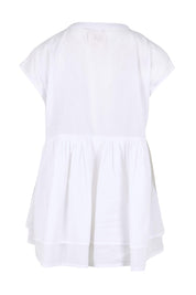 Product shot of the Easy Love Pintuck Cotton Blouse – White in colour White, from the back