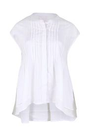 Product shot of the Easy Love Pintuck Cotton Blouse – White in colour White, from the front