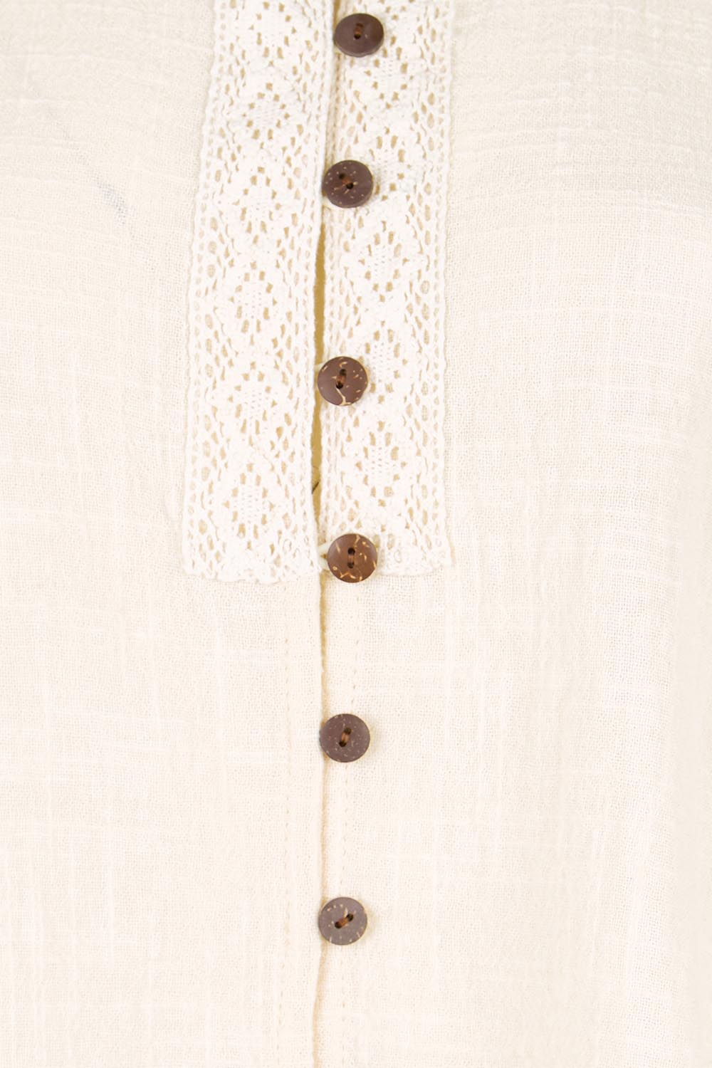 Product shot of the Cute As A Button Fringed Tank – Sand in colour Sand, showing detail