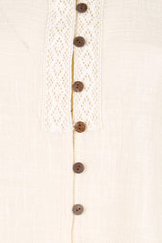 Product shot of the Cute As A Button Fringed Tank – Sand in colour Sand, showing detail