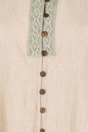 Product shot of the Cute As A Button Fringed Tank – Stone in colour Stone, showing detail