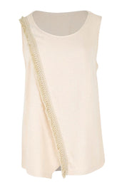 Product shot of the Summer Daze Linen Blend Knit Tank – Sand in colour Sand, from the front