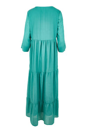 Product shot of the Summer Sun Cotton Maxi Dress – Lagoon in colour Lagoon, from the back