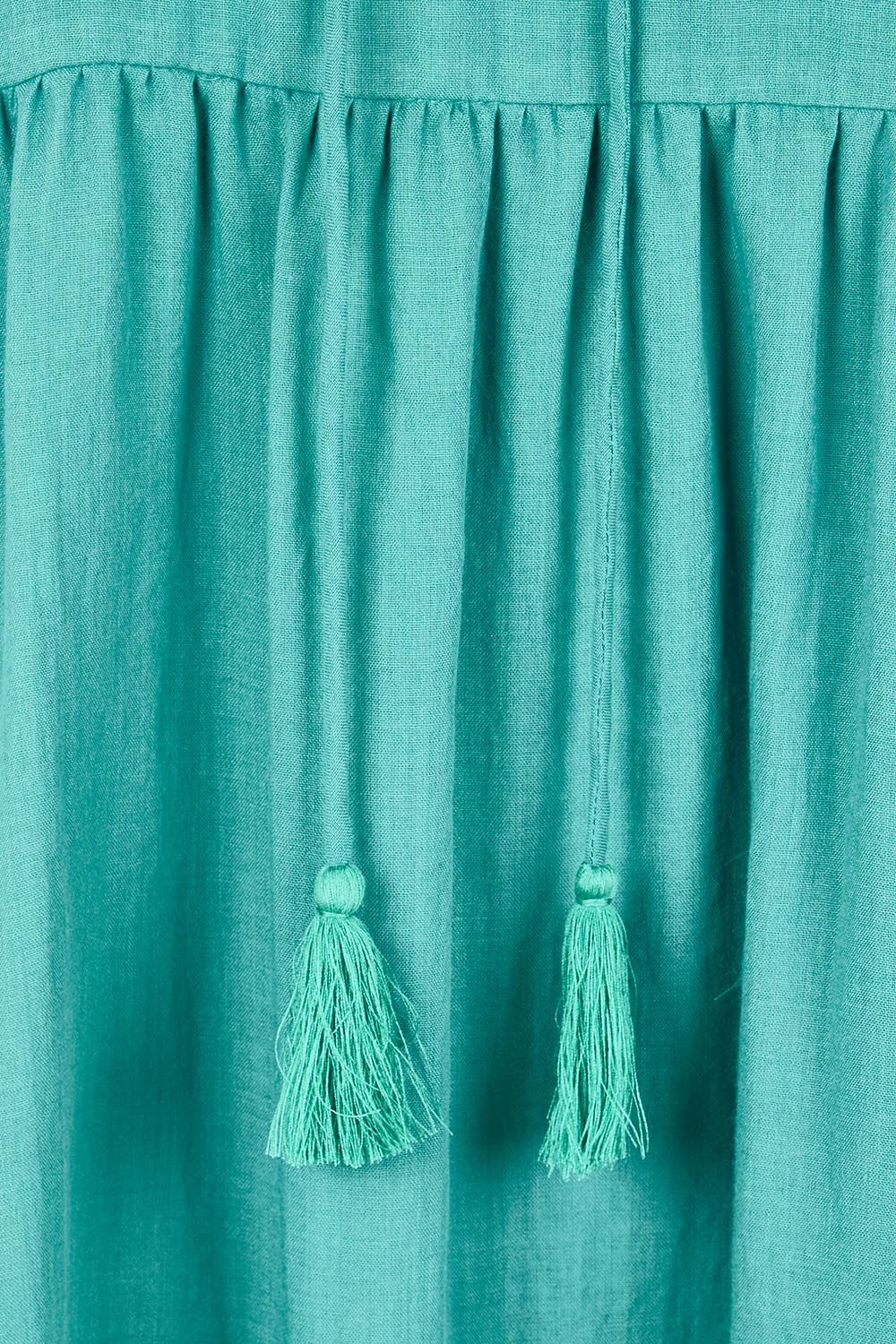 Product shot of the Summer Sun Cotton Maxi Dress – Lagoon in colour Lagoon, showing detail