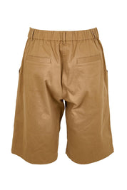 Product shot of the Want You In My Life Long Line Shorts – Camel in colour Camel, from the back