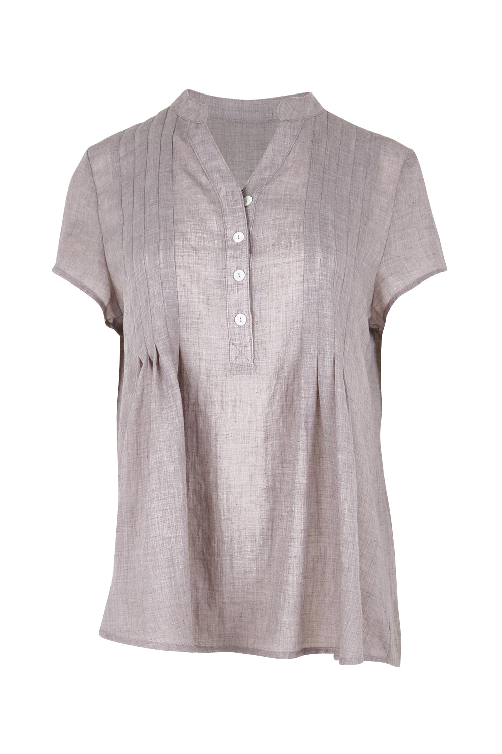 Product shot of the Pleated Delight Cotton Blouse – Latte in colour Latte, from the front