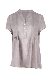 Product shot of the Pleated Delight Cotton Blouse – Latte in colour Latte, from the front