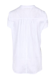 Product shot of the Pleated Delight Cotton Blouse – White in colour White, from the back