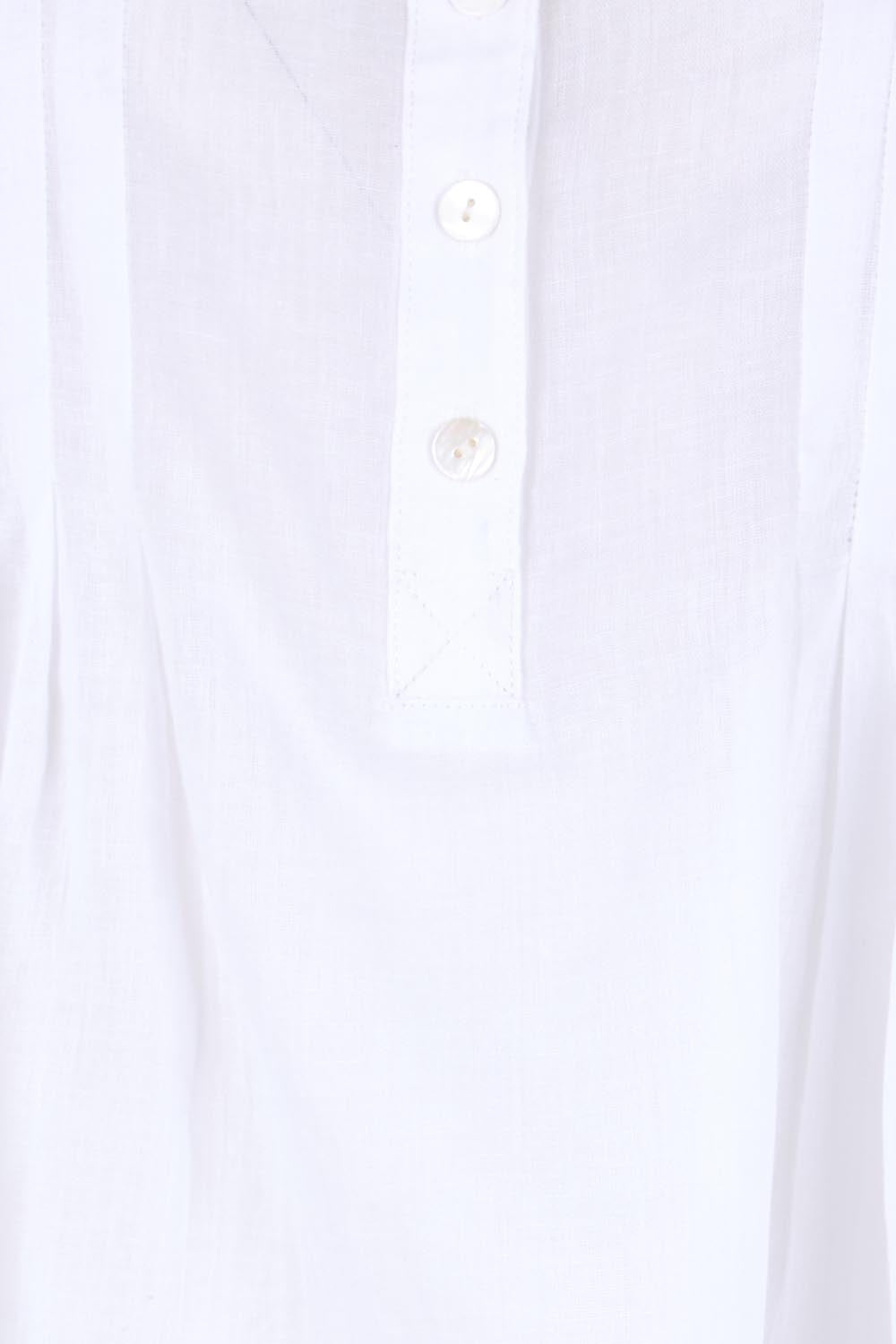 Product shot of the Pleated Delight Cotton Blouse – White in colour White, showing detail