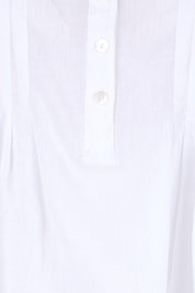 Product shot of the Pleated Delight Cotton Blouse – White in colour White, showing detail