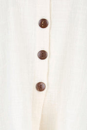 Product shot of the Cute As A Button Cotton Shirt - Birch in colour Birch, showing detail