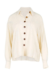 Product shot of the Cute As A Button Cotton Shirt - Birch in colour Birch, from the front