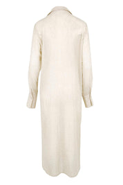Product shot of the Floating Through The Day Maxi Shirt - Sand in colour Sand, from the back