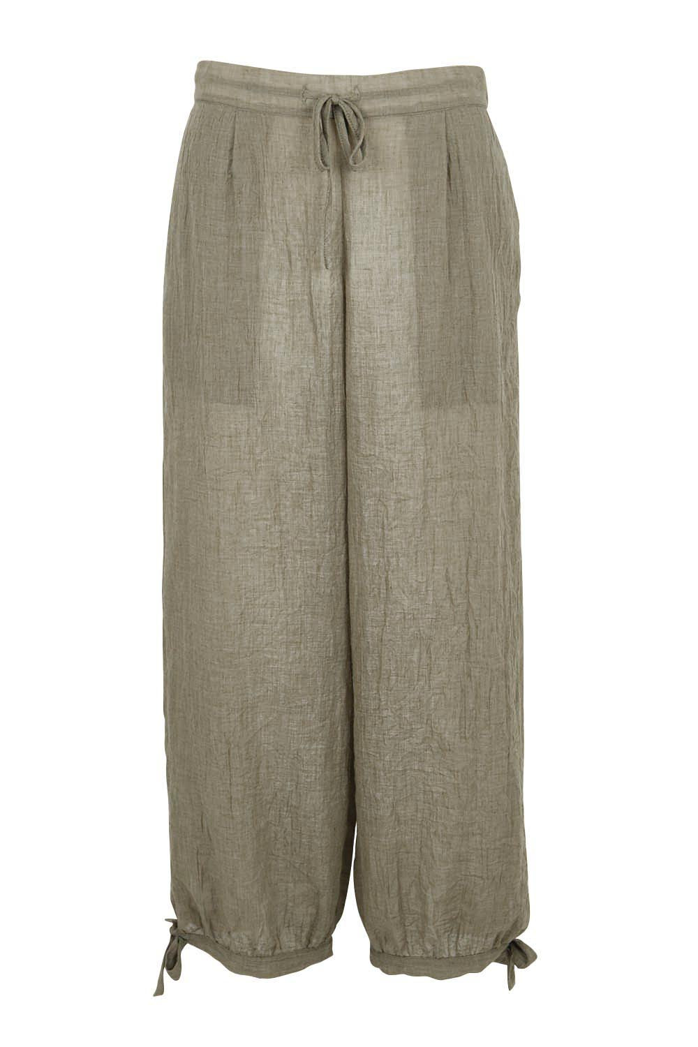 Product shot of the Floating Through The Day Pants  - Olive in colour Olive, from the front