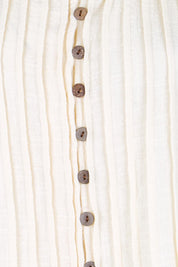 Product shot of the Out Of Office Woven Cotton Pleated Tank - Sand in colour Sand, showing detail