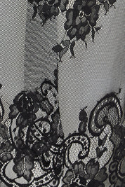 Product shot of the Last Dance Lace Overlay Skirt - Black in colour Black, showing detail